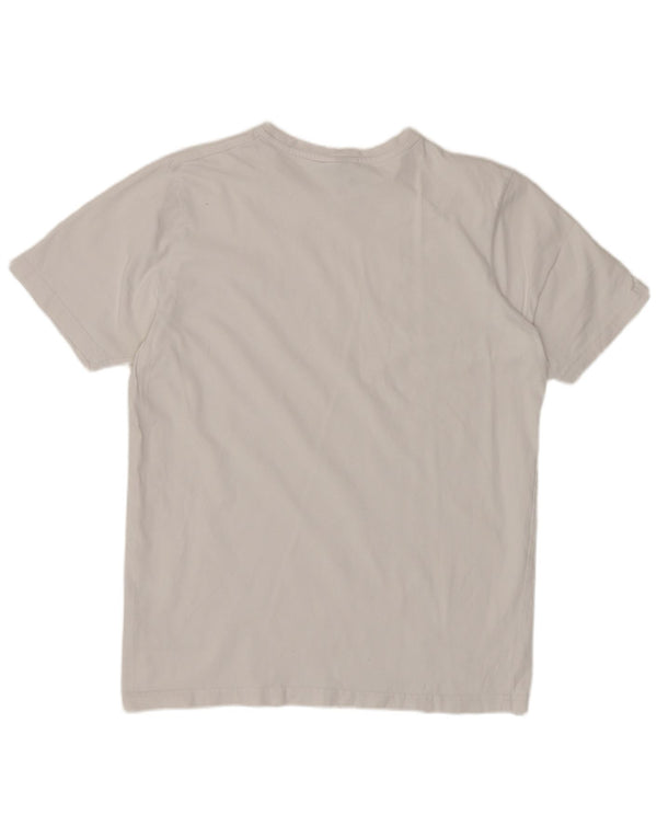 ELLESSE Damen Grafik-T-Shirt-Oberteil UK 14 Mittelweiße Baumwolle