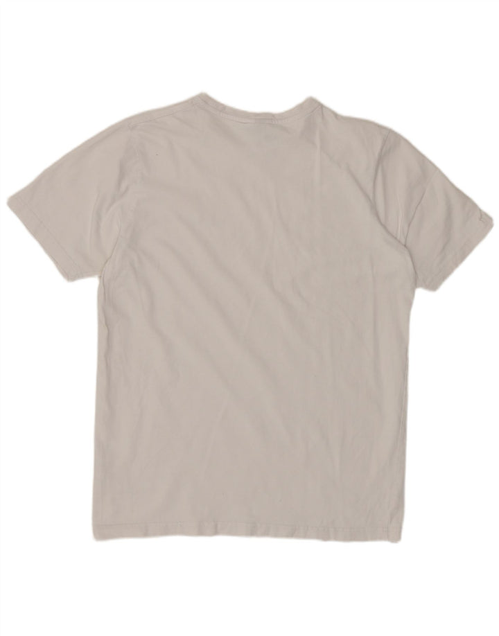 ELLESSE Damen Grafik-T-Shirt-Oberteil UK 14 Mittelweiße Baumwolle