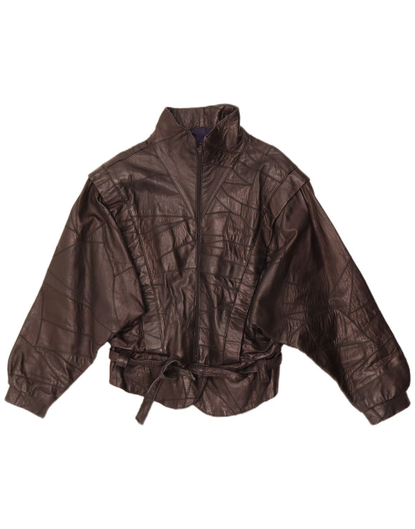 Vintage Damen Lederjacke UK 12 Medium Schwarz Patchwork