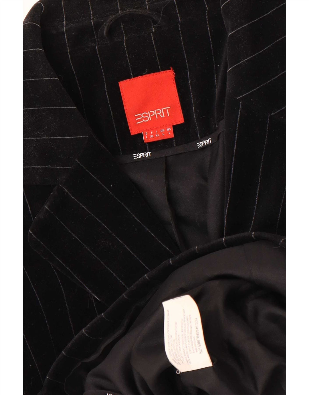 Esprit Damen-Blazer aus Samt mit 2 Knöpfen, Gr. 14, Größe L, Schwarz, Nadelstreifen