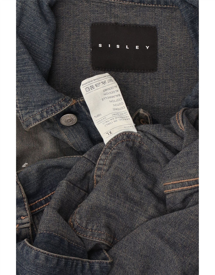 Sisley Herren Jeansjacke UK 42 XL Blaue Baumwolle