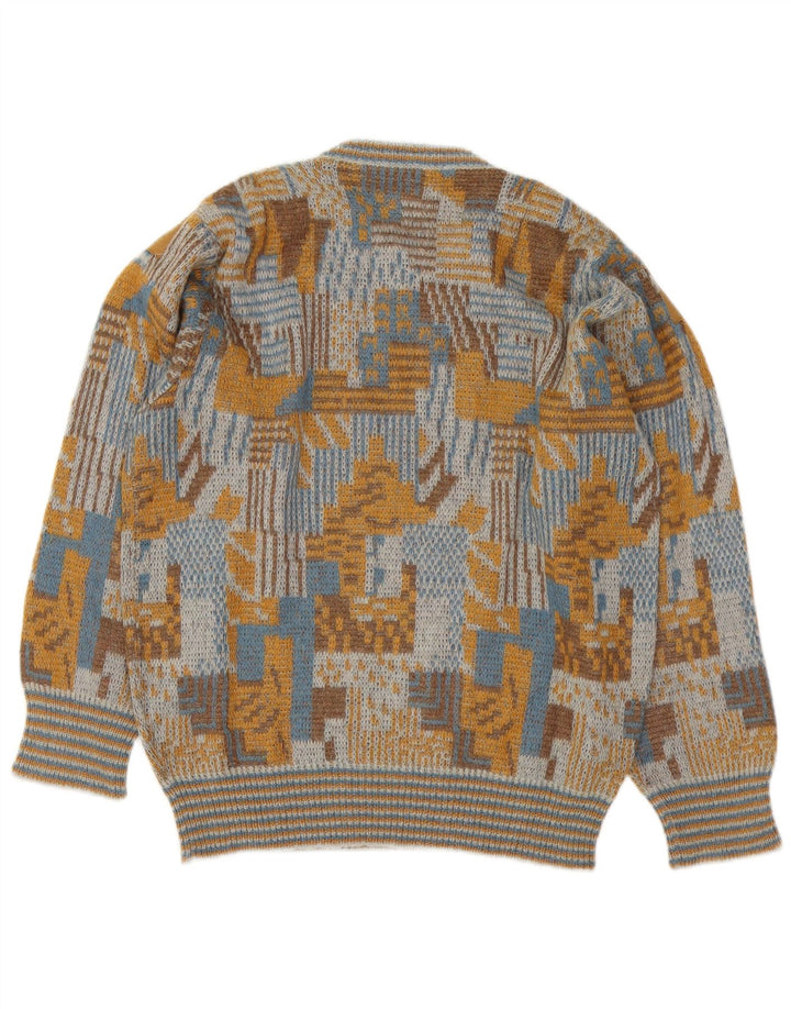 Vintage Herren Pullover mit Rundhalsausschnitt, groß, mehrfarbig, geometrisch