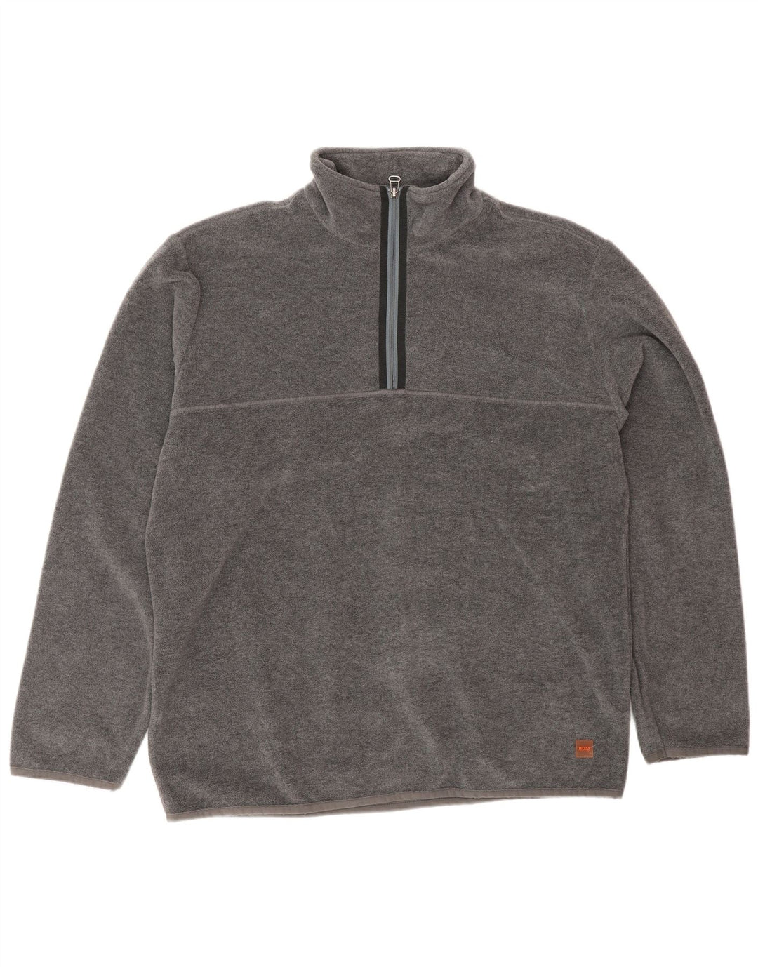 Hugo Boss Herren-Fleecepullover mit Reißverschluss am Hals, großes graues Polyester