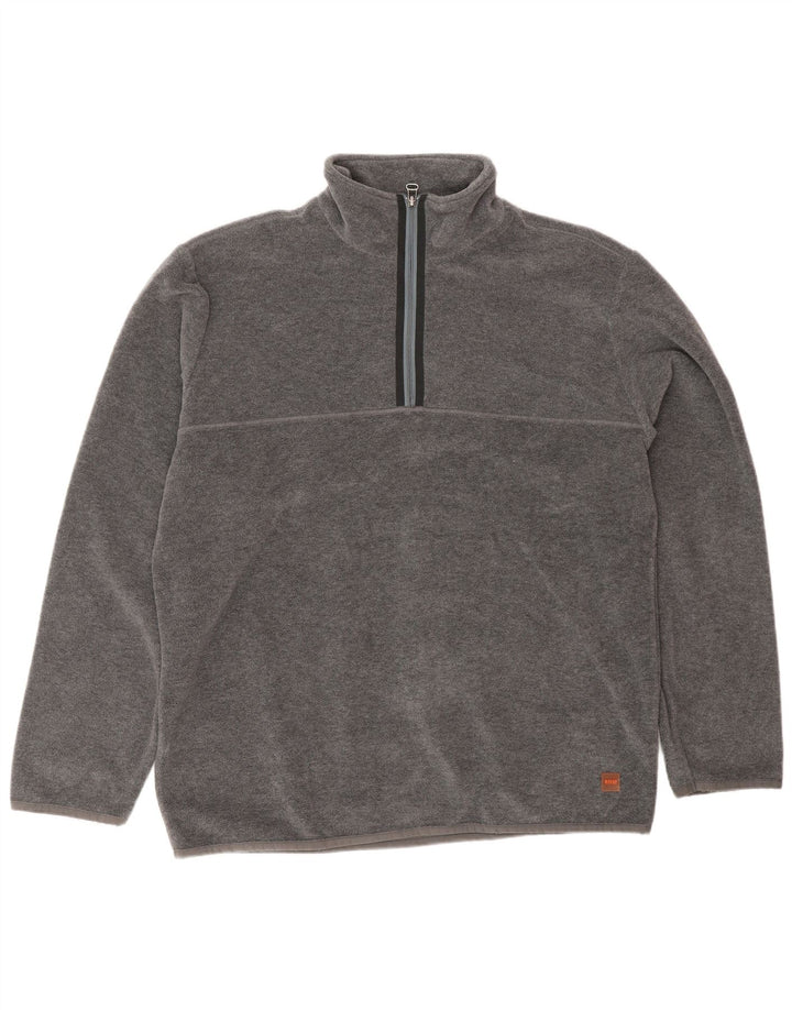 Hugo Boss Herren-Fleecepullover mit Reißverschluss am Hals, großes graues Polyester