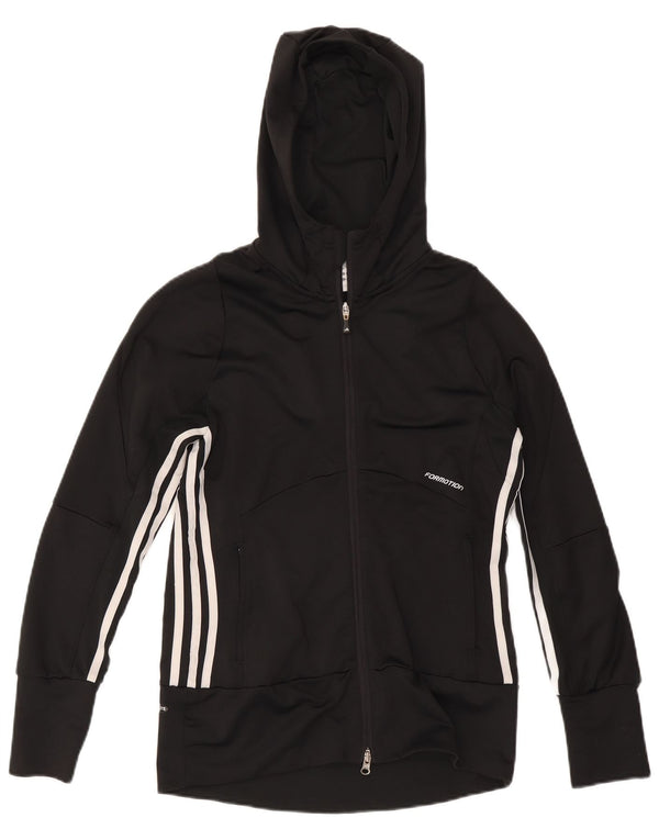 ADIDAS Damen Clima 365 Kapuzen-Trainingsanzug-Oberteiljacke UK 14 Large Schwarz