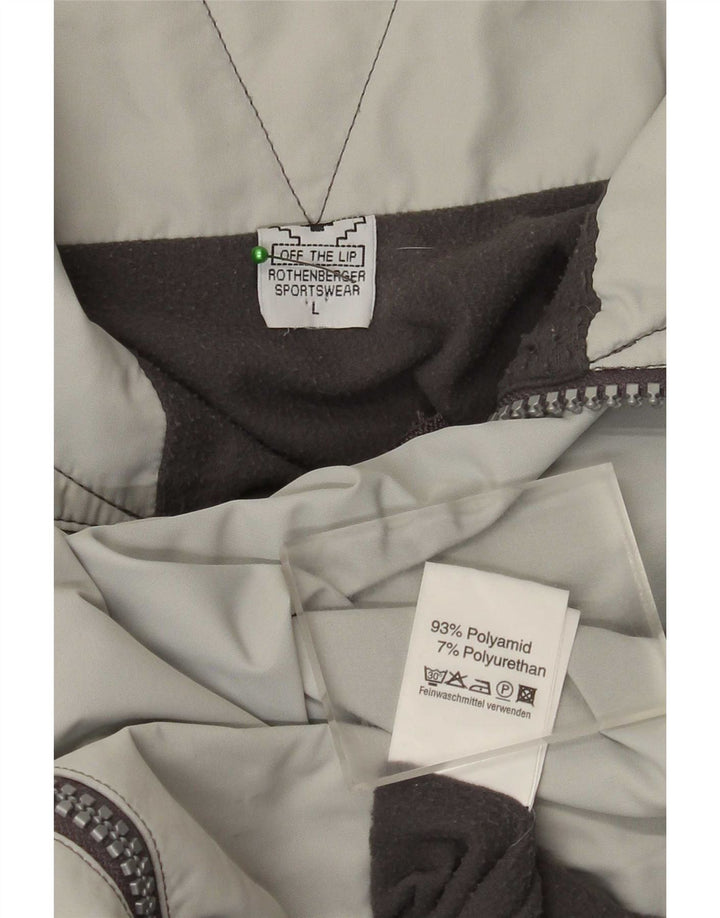 Vintage Herren-Bomberjacke mit Grafik, übergroß, UK 40, großes graues Polyamid