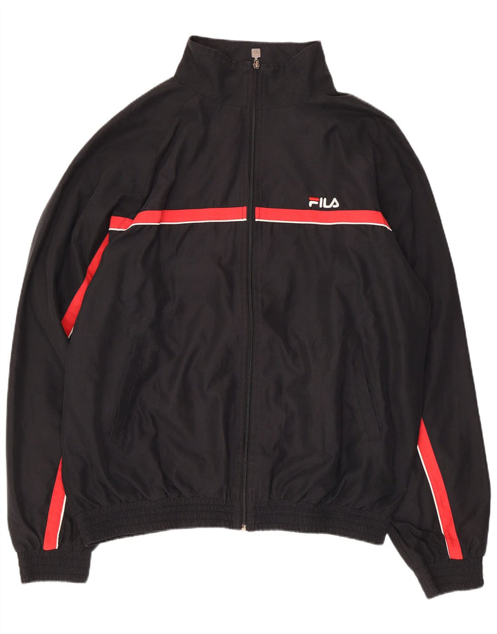Fila Herren Trainingsanzug Top Jacke XL Schwarz Polyester