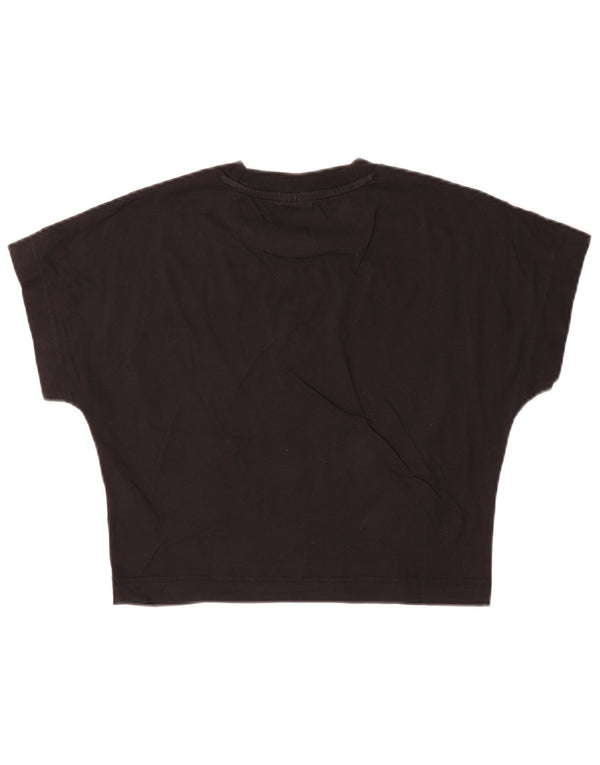 Adidas Damen Crop T-Shirt Top UK 8/10 Small Schwarz Baumwolle