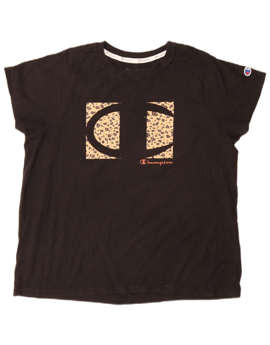 Champion Womens Graphic T-Shirt Top UK 18 XL Schwarz Baumwolle