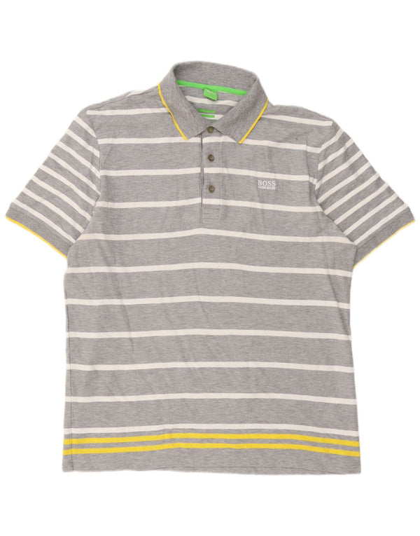 Hugo Boss Herren-Poloshirt mit moderner Passform, 2XL, grau gestreift, Baumwolle