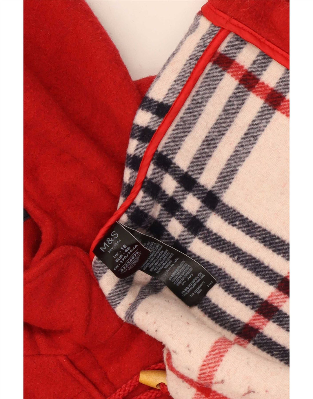 Marks & Spencer Damen-Dufflecoat mit Kapuze, übergroß, UK 18, XL, rotes Polyester