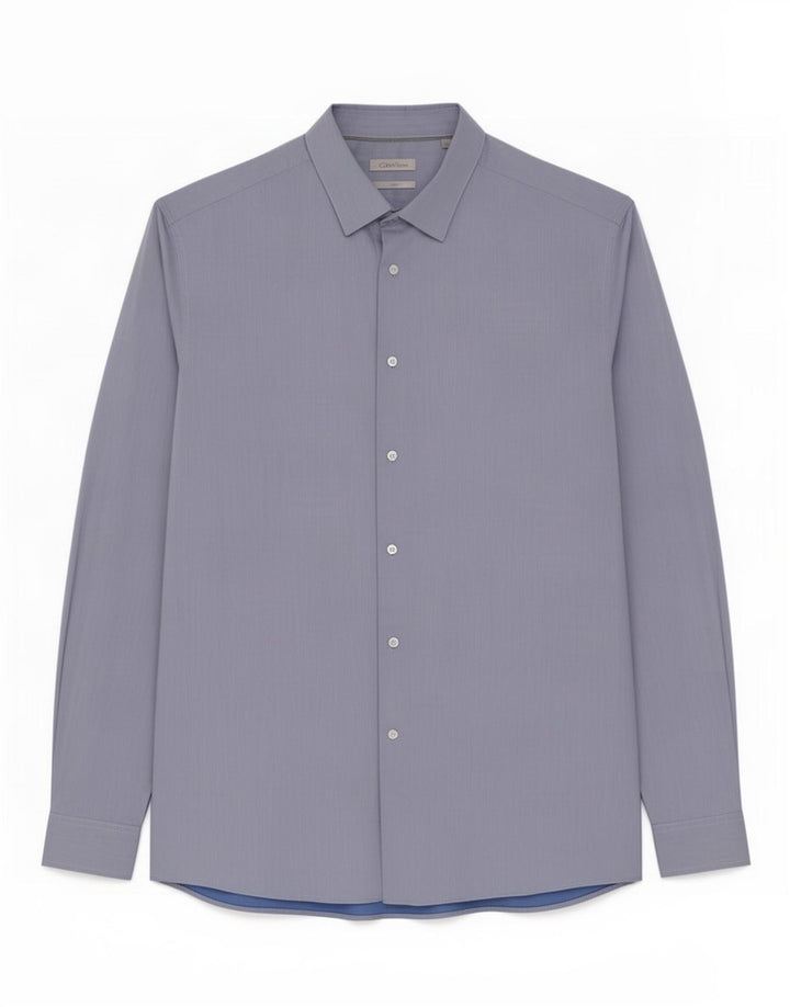 Calvin Klein Herren-Hemd, tailliert, Größe 43, groß, blaue Baumwolle