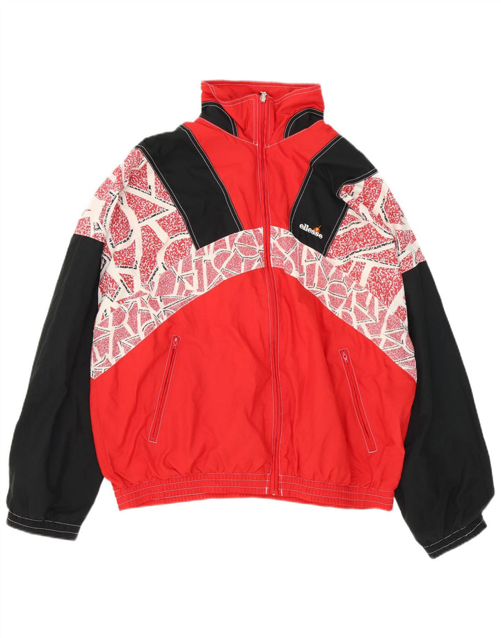 Ellesse Herren-Trainingsanzugoberteil, Jacke, 2XL, rotes Farbblock-Polyester