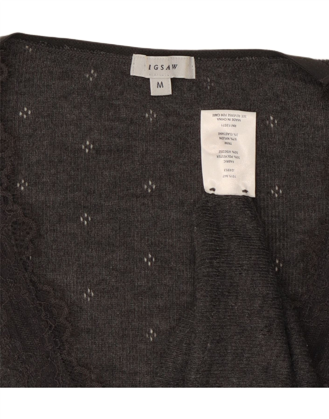 JIGSAW Damen-Cardigan-Pullover UK 12 Mittelgraues Polyester