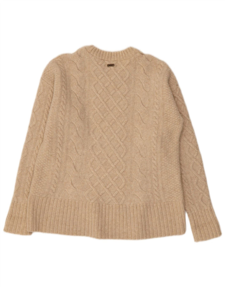 Barbour Damen-Pullover mit Rundhalsausschnitt, UK 10, kleine beige Wolle