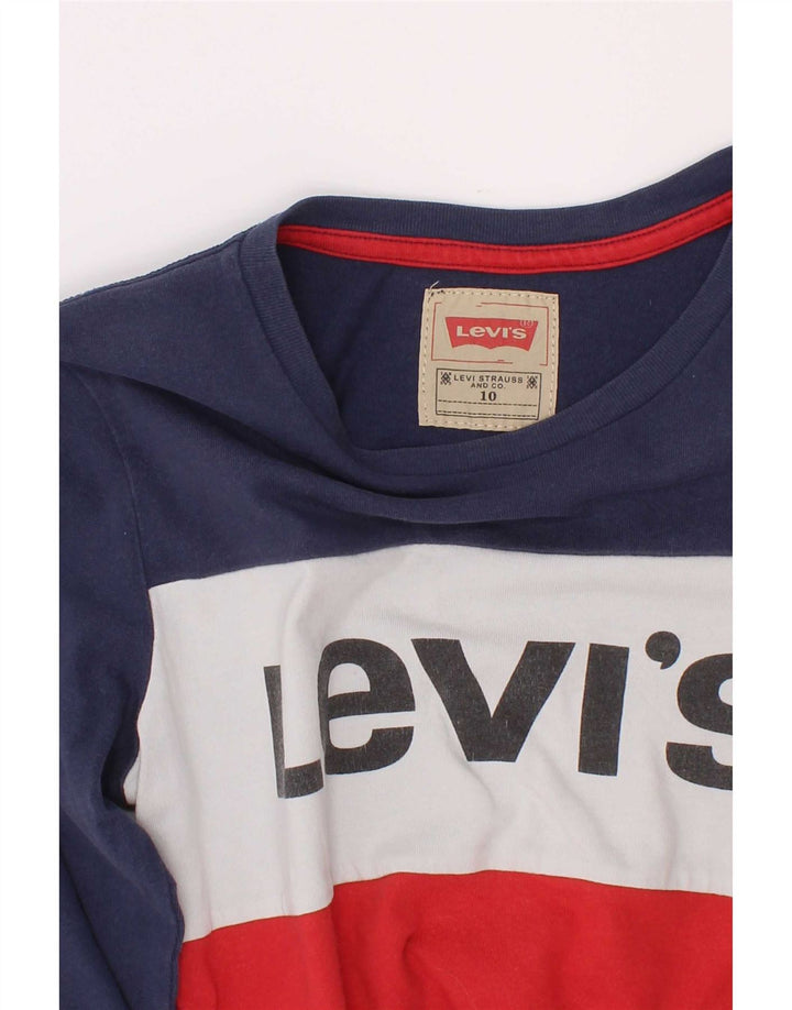 Levi's Jungen Grafik-Oberteil, langärmlig, 9–10 Jahre, Marineblau, Farbblock