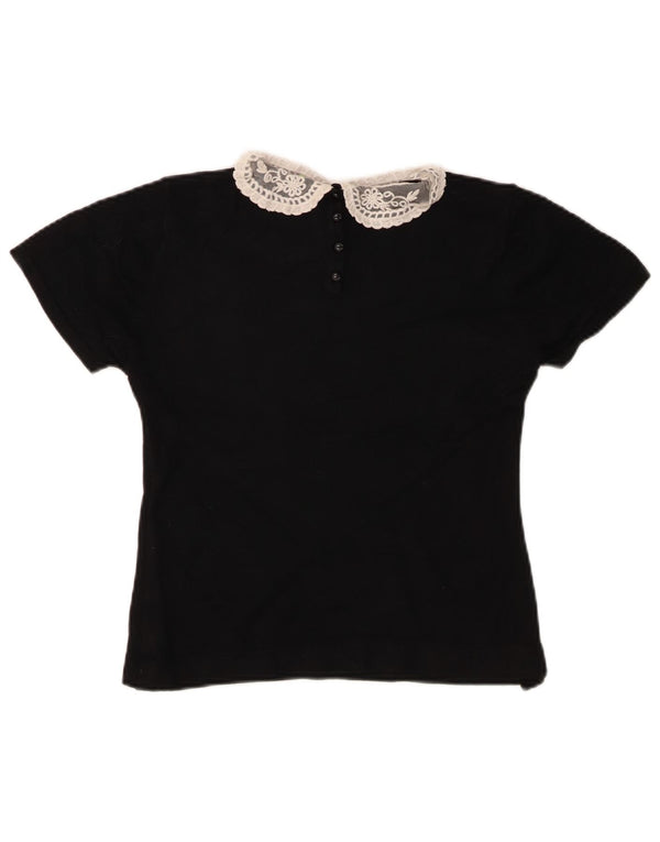 Marks & Spencer Damen Crop Bluse Top UK 12 Medium Schwarz