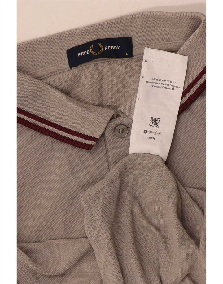 Fred Perry Herren-Poloshirt, große grau gestreifte Baumwolle