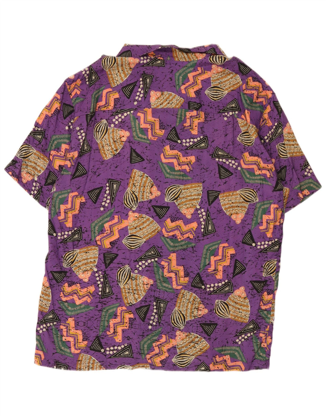 Pull & Bear Herren STWD Hawaiian Kurzarmhemd XL Lila Geometrisch