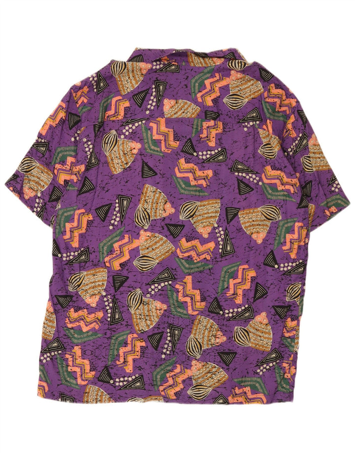 Pull & Bear Herren STWD Hawaiian Kurzarmhemd XL Lila Geometrisch