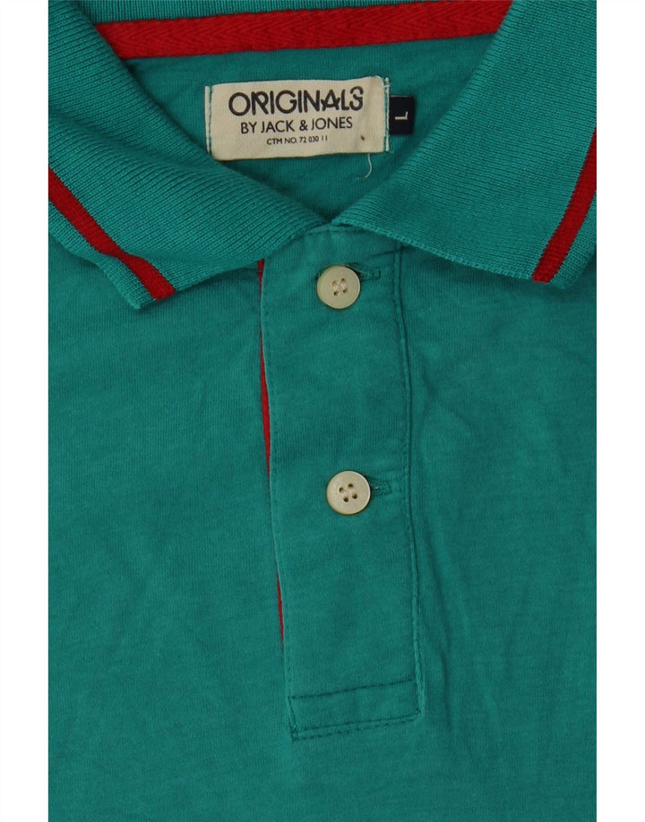 JACK & JONES Mens Polo Shirt Large Green Cotton Vintage Jack & Jones and Second-Hand Jack & Jones from Messina Hembry 
