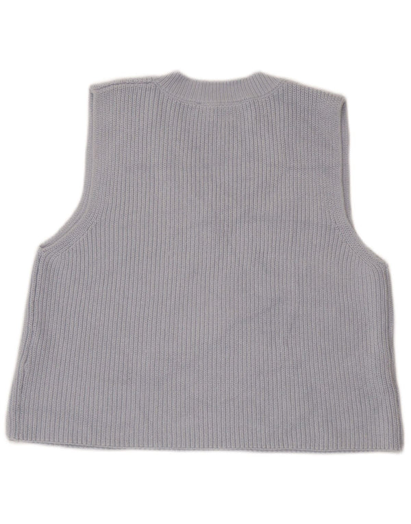 Zara Damen Crop Vest Tank Top UK 10 Small Blaue Baumwolle