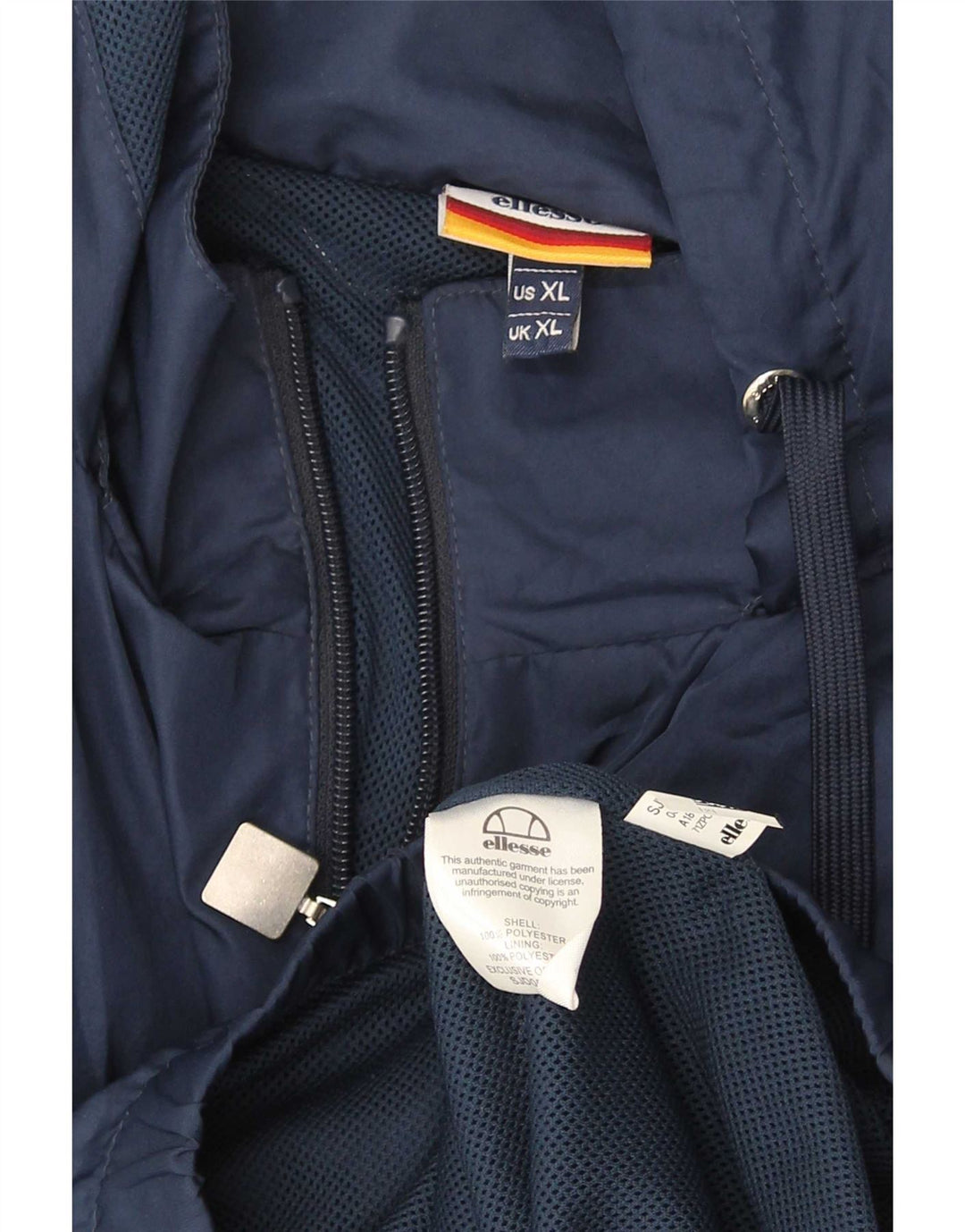 Ellesse Herren-Regenjacke mit Kapuze, UK 42, XL, blaues Farbblock-Polyester