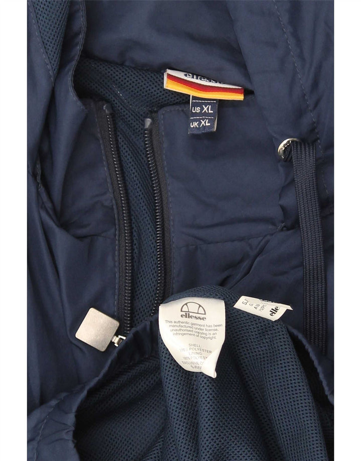 Ellesse Herren-Regenjacke mit Kapuze, UK 42, XL, blaues Farbblock-Polyester