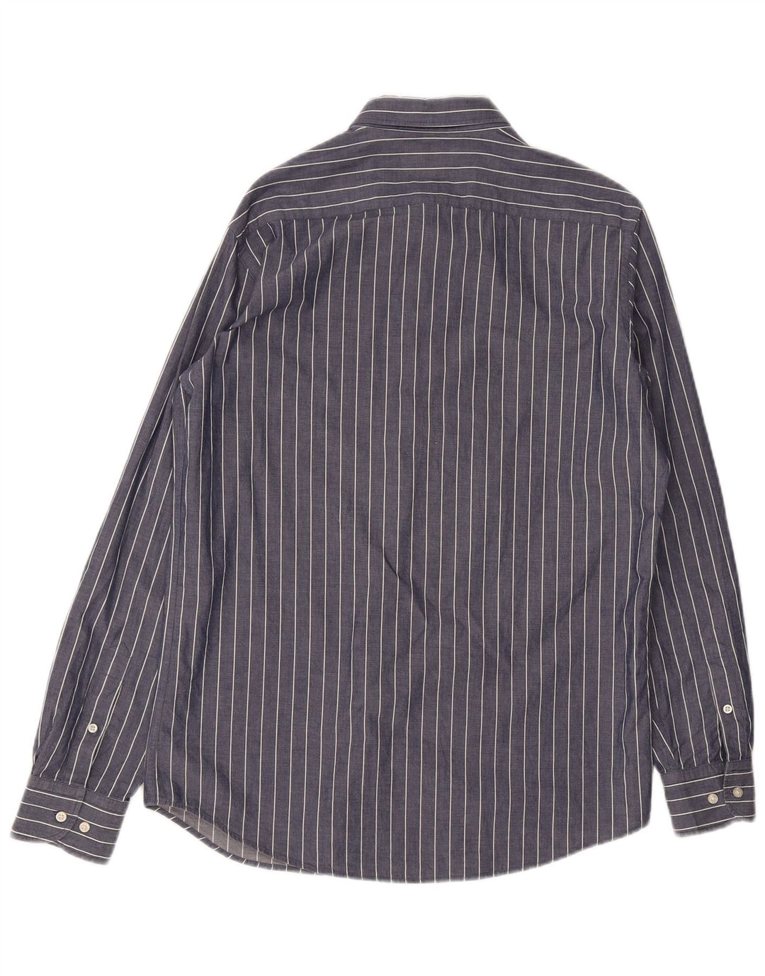 Massimo Dutti Herren-Hemd mit normaler Passform, mittelmarineblau, gestreift, Baumwolle