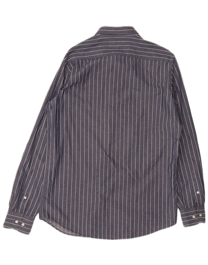 Massimo Dutti Herren-Hemd mit normaler Passform, mittelmarineblau, gestreift, Baumwolle