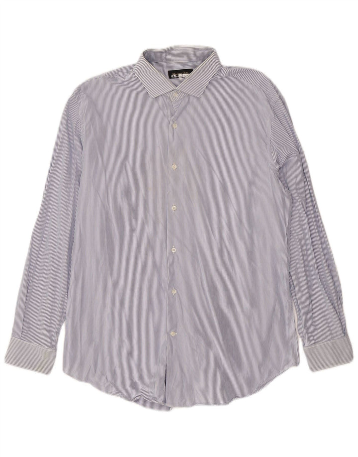 Massimo Dutti Herrenhemd Größe 44 17 1/2 XL Blauer Nadelstreifen