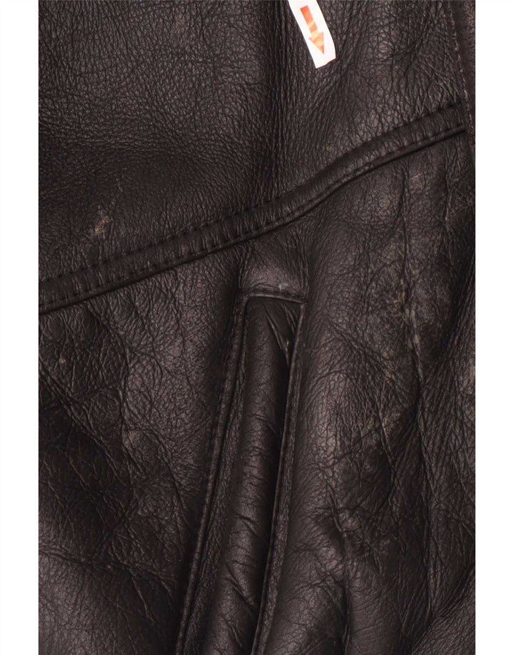 Vintage Herren Shearling Jacke IT 50 Large Schwarz