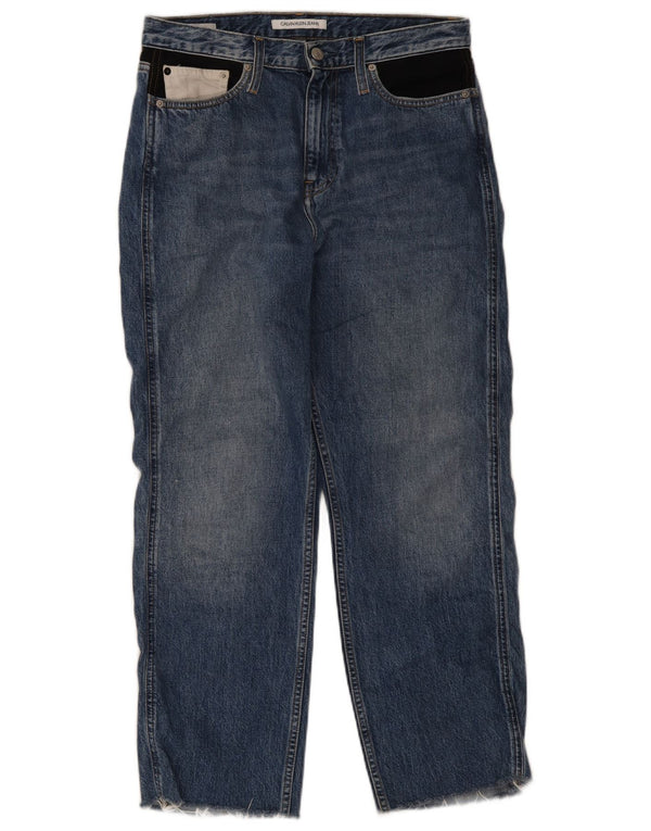 Calvin Klein Damen Straight Jeans W30 L26 Blaue Baumwolle