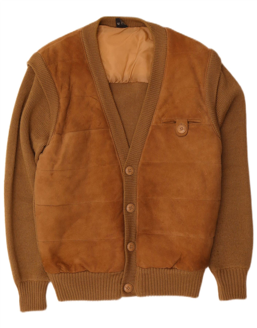 C&A Herren-Strickjacke aus Wildleder, EU 52/54, großes braunes Leder