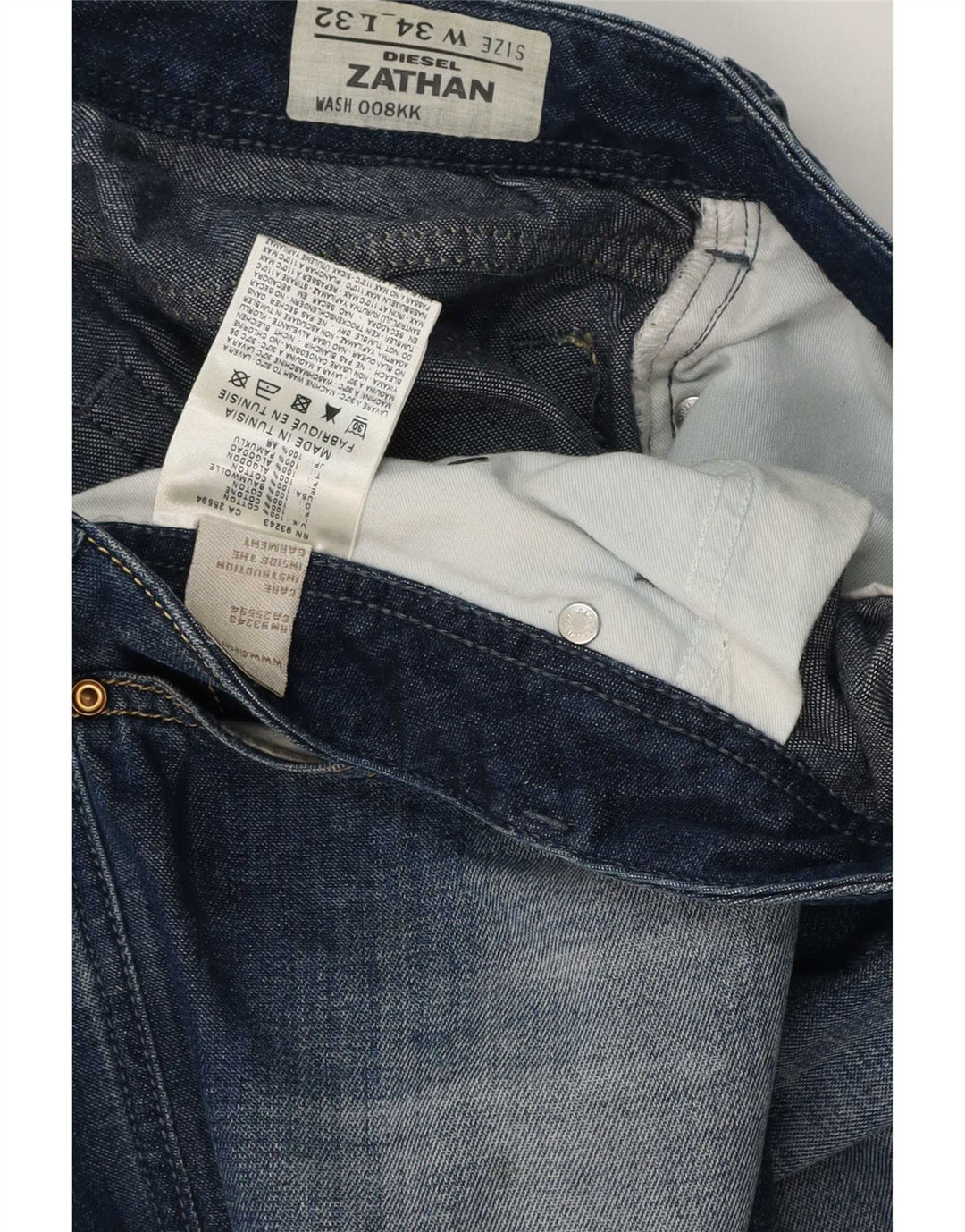 Diesel Herren Zathan Regular Bootcut Jeans W34 L32 Blaue Baumwolle