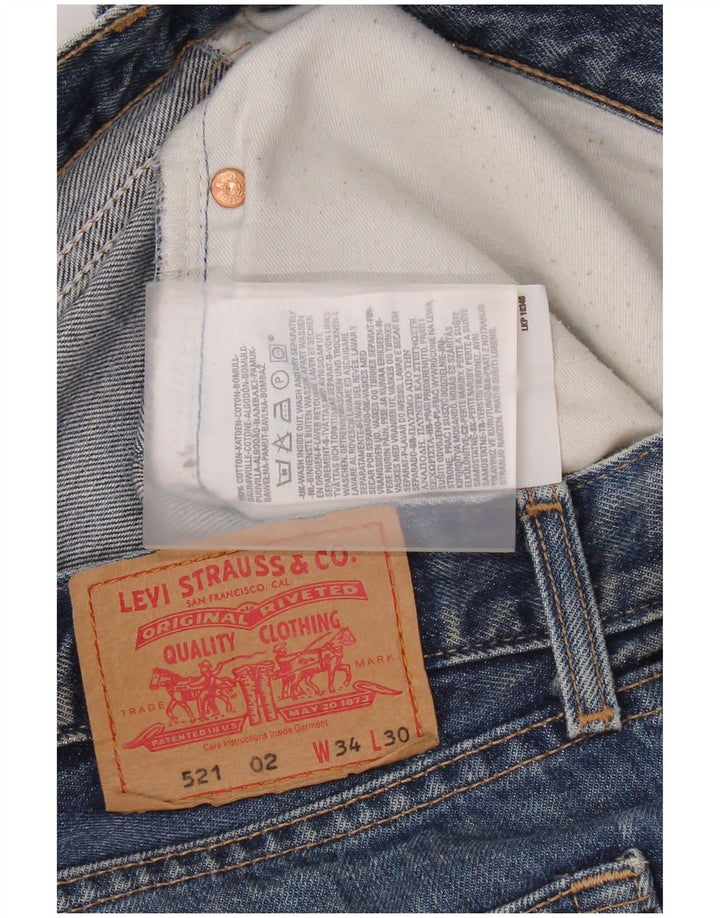 Levi's Herren 521 Slim Tapered Cropped Jeans W34 L25 Blaue Baumwolle