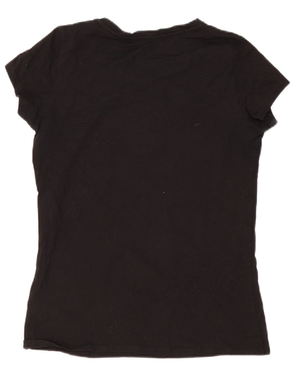 Guess Damen Grafik-T-Shirt-Oberteil UK 14 Large Schwarz Baumwolle