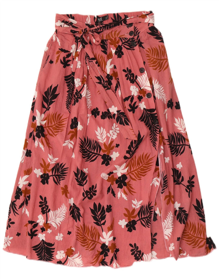 Zara Damen ausgestellter Rock, Größe S, W26, rosa geblümt