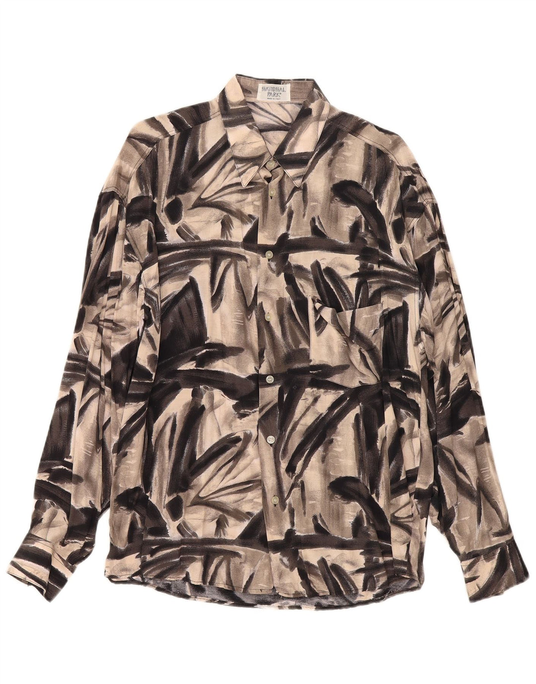 Vintage Herren Hemd mit abstraktem Muster, groß, grau