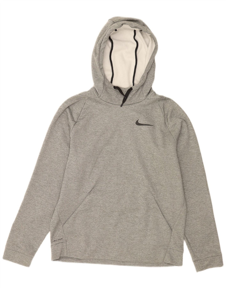 NIKE Herren Dri Fit Kapuzenpullover Mittelgrau meliertes Polyester