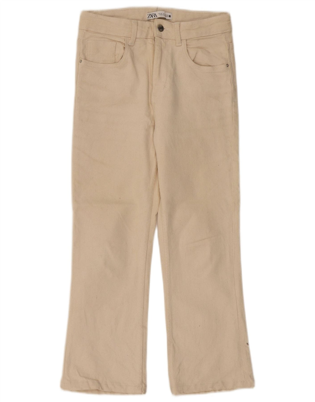 ZARA Damen-Jeans mit hoher Taille, gerade, EU 36, XS, B26, L24, beige Baumwolle