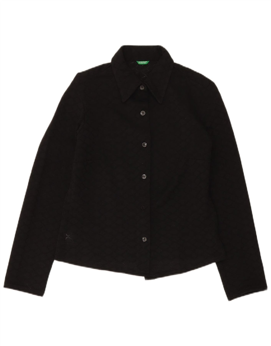 BENETTON Damen Crop Shirt Bluse IT 46 Large Schwarz Polyester