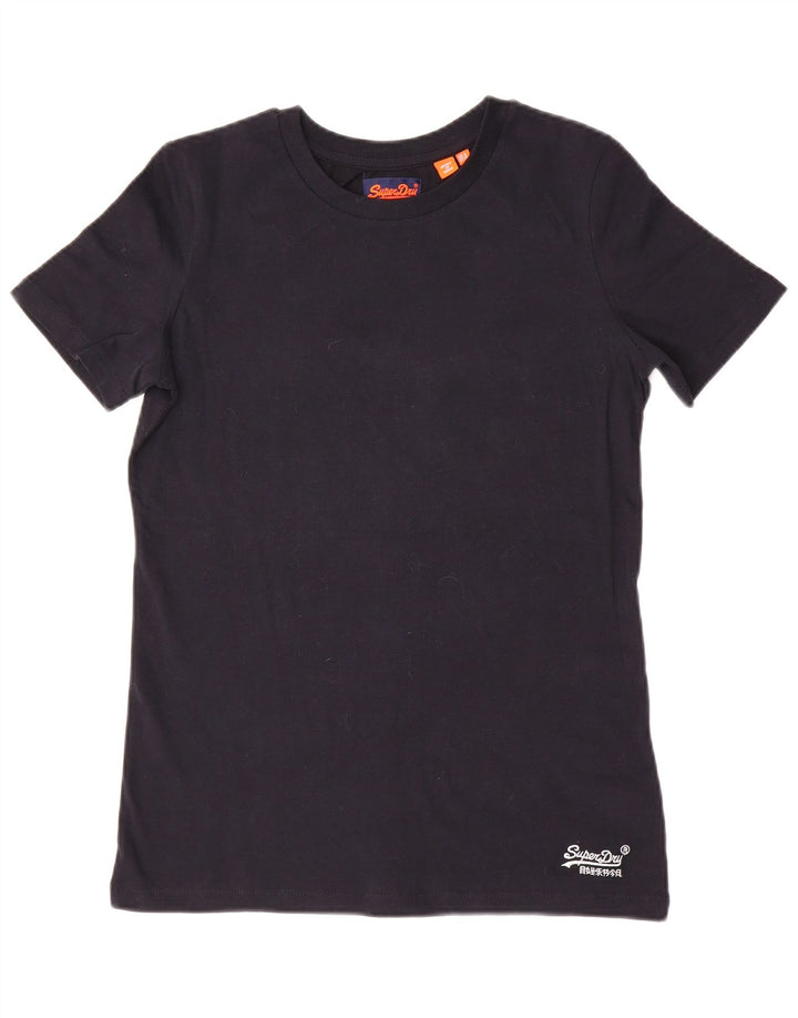 SUPERDRY Damen T-Shirt Top UK 8 Small Schwarz Baumwolle
