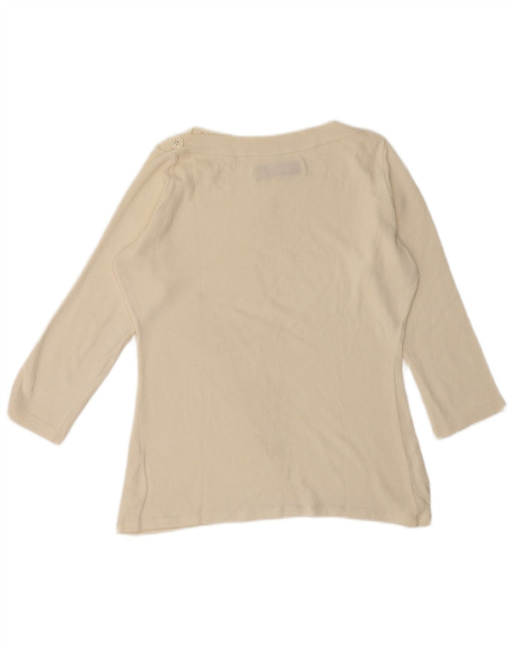 Zara Damen-Top, 3/4-Ärmel, UK-Größe 14, Größe L, weiße Baumwolle