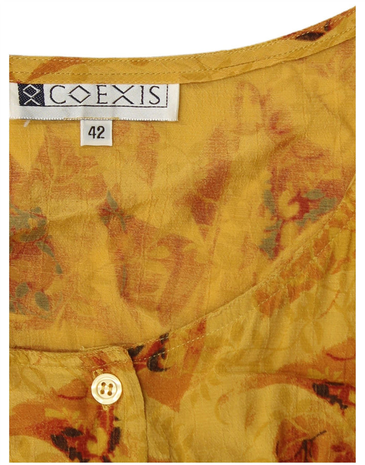 Coexis Damen ärmellose Hemdbluse IT 42 Mittelgelb geblümt