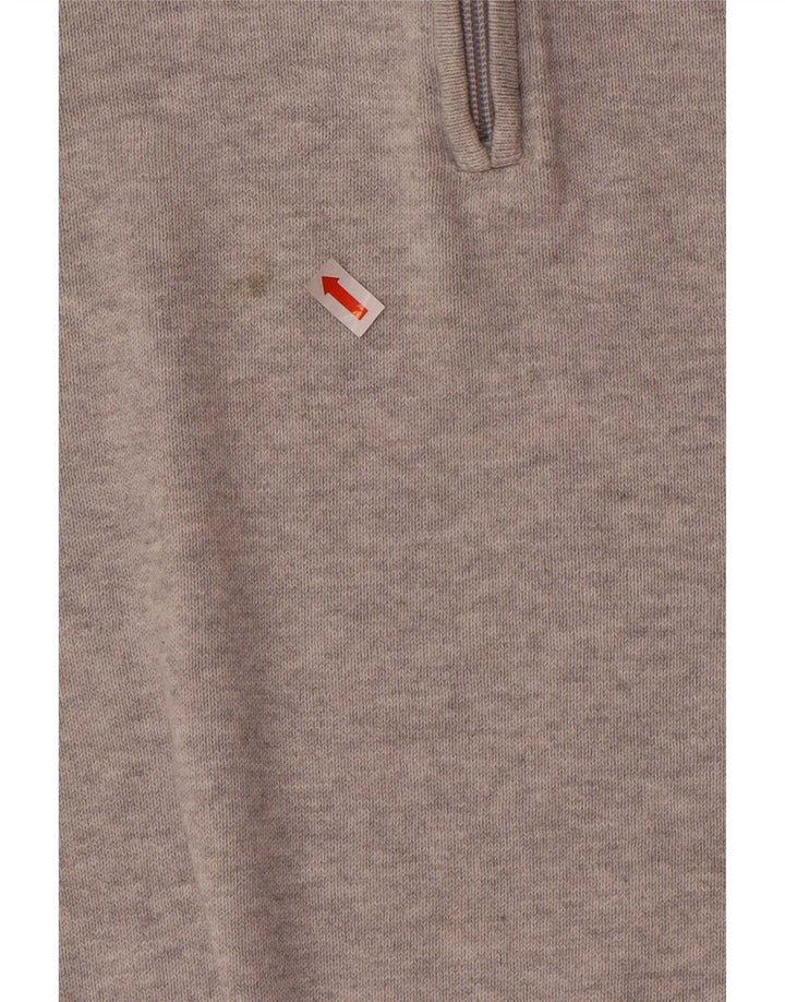 Calvin Klein Herren-Pullover mit Reißverschluss am Hals, mittelgraue Baumwolle
