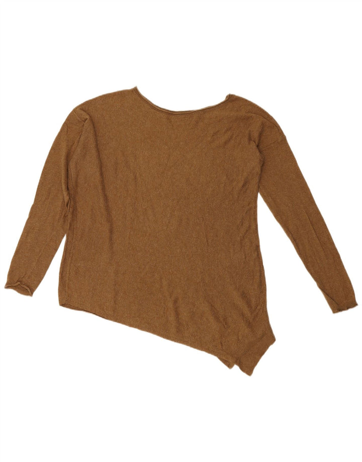 Asymmetrischer Pullover mit U-Boot-Ausschnitt für Damen von Zara, Gr. 14, Mittelbraun