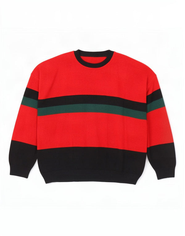 Vintage Herren-Pullover mit Rundhalsausschnitt, reguläre Passform, UK 42, groß, rot gestreift