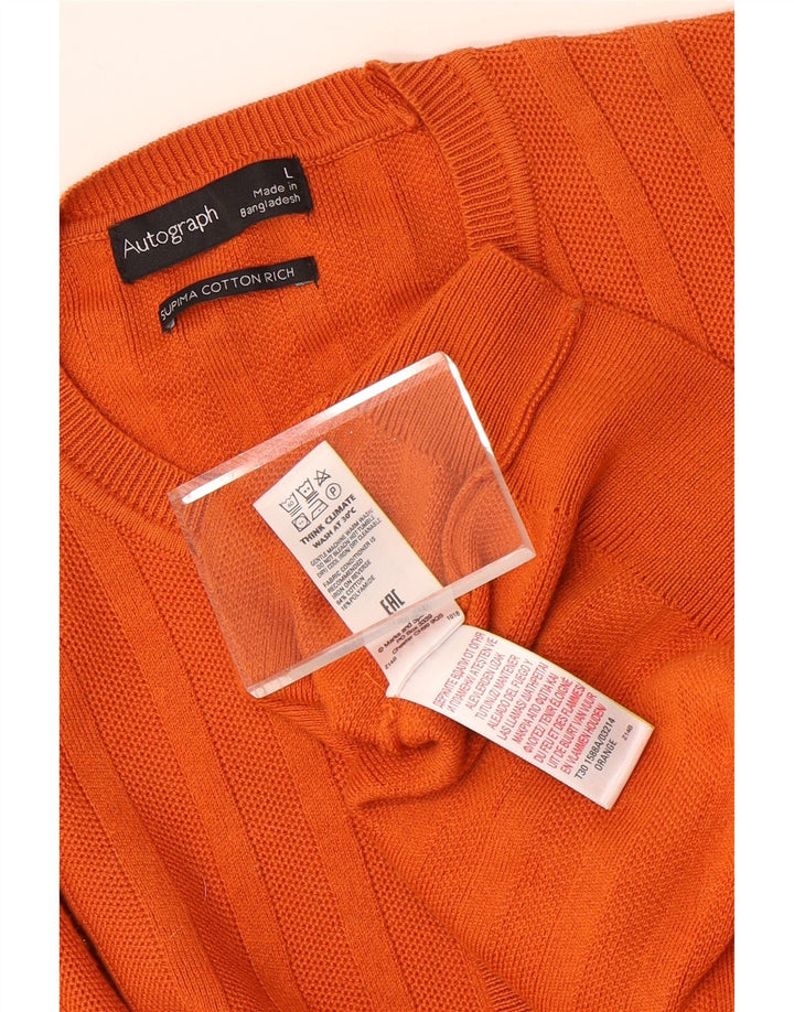 Marks & Spencer Herren-Pullover „Autograph“, Rundhalsausschnitt, groß, Baumwolle, Orange