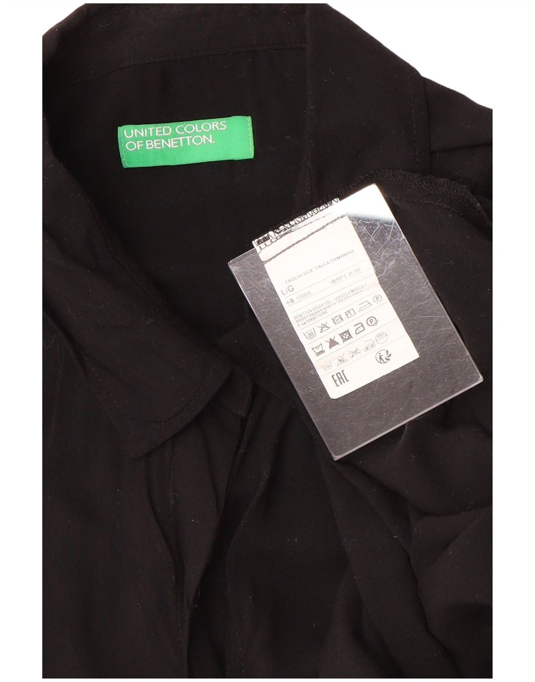 Benetton Damen-Hemdbluse in Übergröße, Gr. 46, Größe L, Schwarz, Viskose